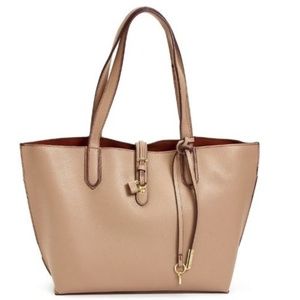 Pebbled Padlock Tote with Leashed Pouch
